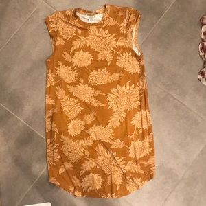 Dark Yellow short dress floral print